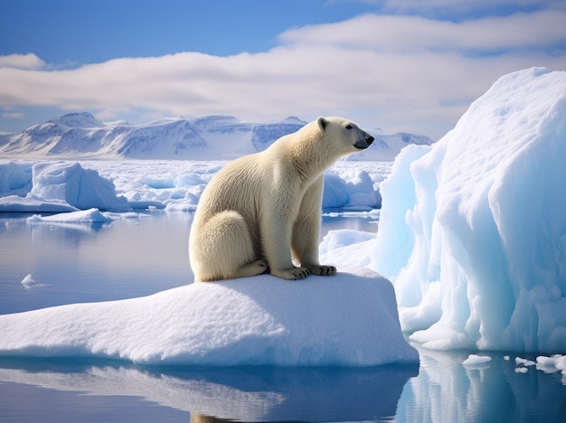 Фотография белого медведя на айсберге в Антарктике