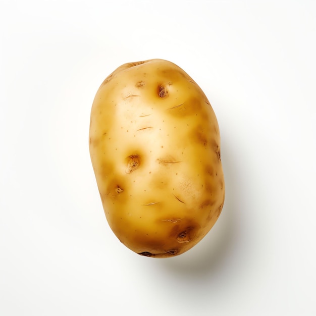 Photograph of potato top down view wite background