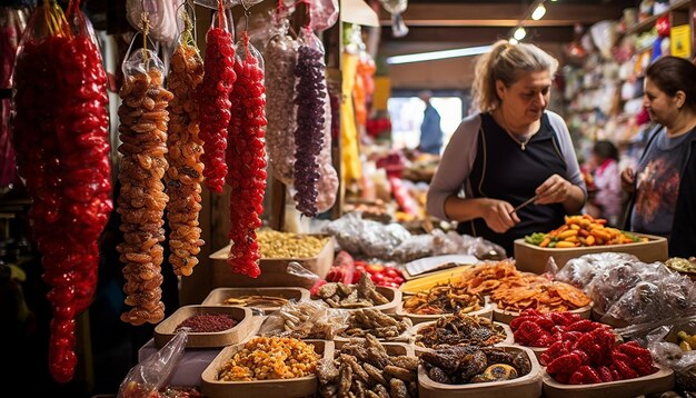 Photograph the process of buying and choosing Martisor from a local market