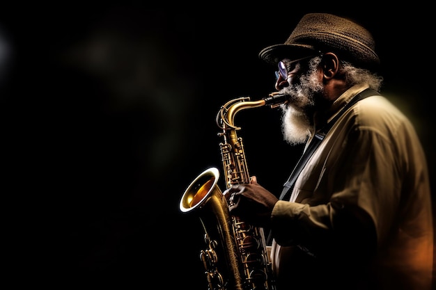 photograph of Saxophone player Saxophonist playing jazz music instrument