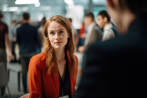 Photograph over the shoulder shot with Sony a7R IV camera and Meike 85mm F18 lens of job interview