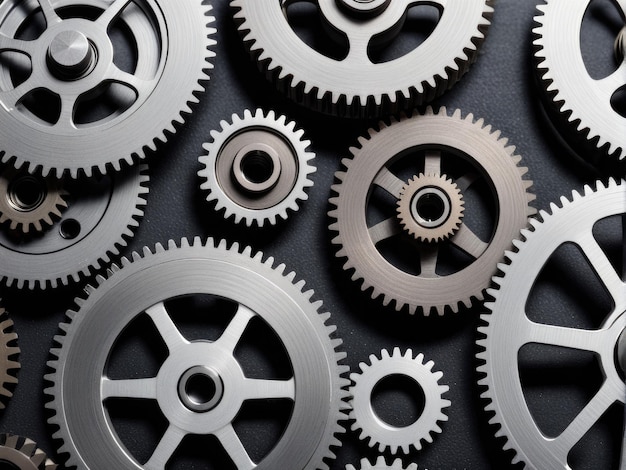 photograph showcasing intricate interlocking gears in a realistic professional and marketing