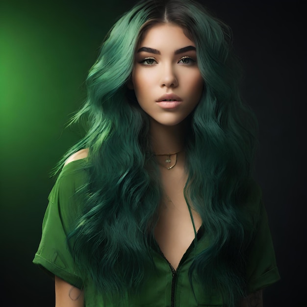 photograph showcasing Madison Beers striking green hair