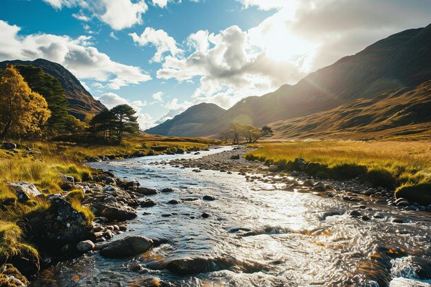 Photo photograph of a small stream amidst the mountains