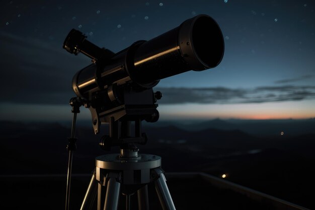 Photo a photograph of a telescope in a remote mountaintop observatory generative ai
