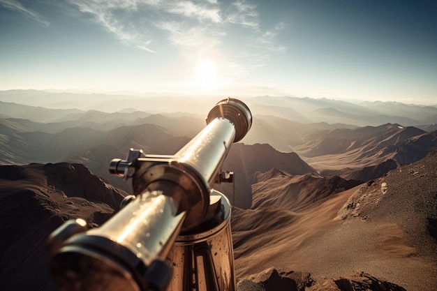 A photograph of a telescope in a remote mountaintop observatory Generative AI