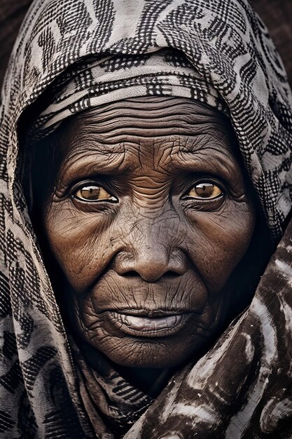 Foto fotografia di una donna africana molto anziana