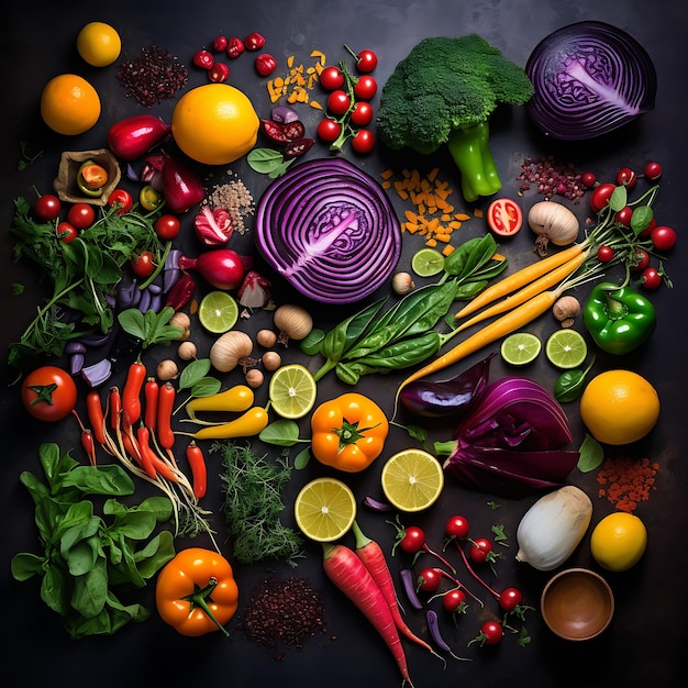 Сфотографируйте яркие цвета свежих продуктов на кухне