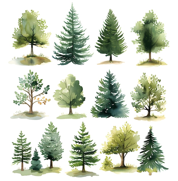 Photograph of watercolor trees in a natural environment