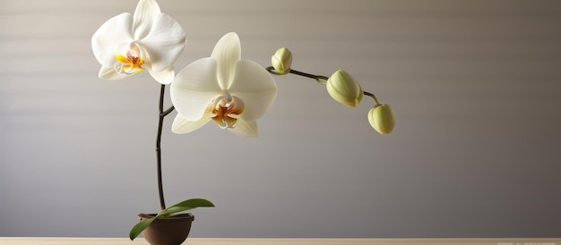 Photograph of white orchid in a yoga studio