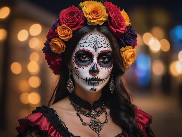 Photograph Of Woman In Day Of The Dead Costume