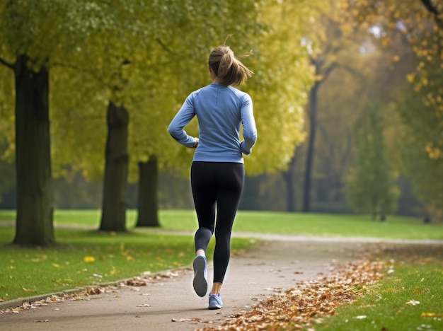 Photograph Woman running in a park with jogging clothes