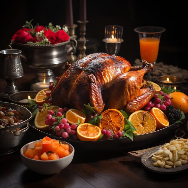 美しい装飾された感謝祭のテーブルの写真 ⁇ 食べ物と素敵なディテールでいっぱい ⁇ 