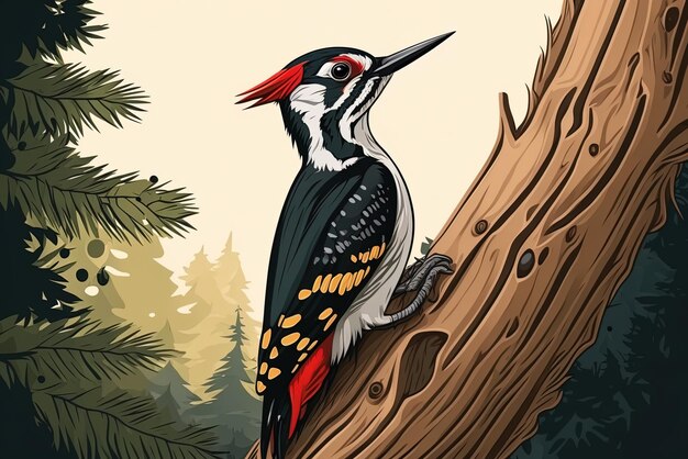 Photo photograph of a woodpecker bird in the forest sitting on a branch