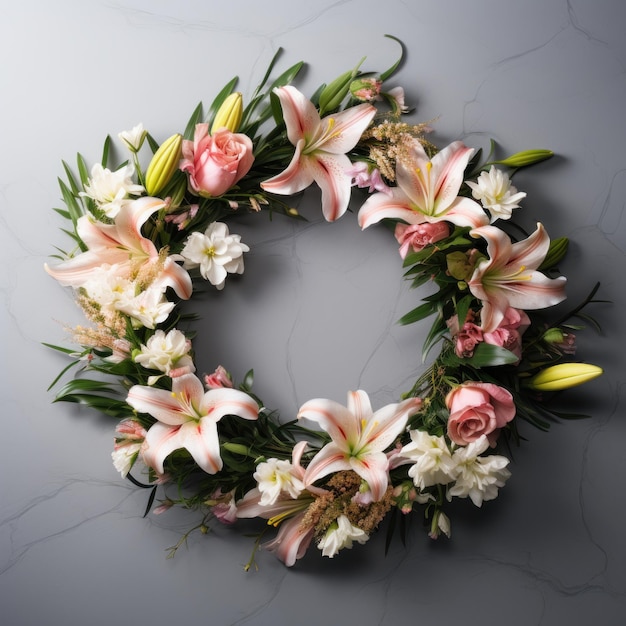 Photo photograph wreath of flowers isolated on white background