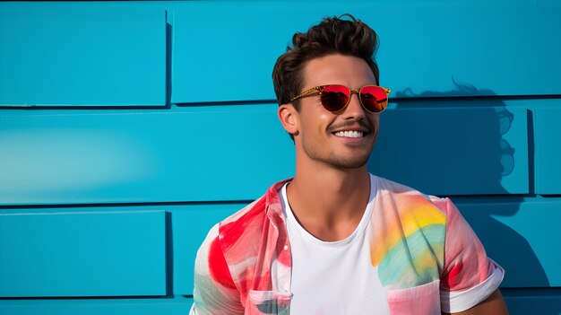 Photograph of Young Handsome Man Wearing Sunglasses Smiling