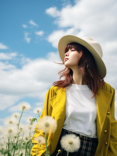 Photograph a young Korean girl with a Korean style fashion concept