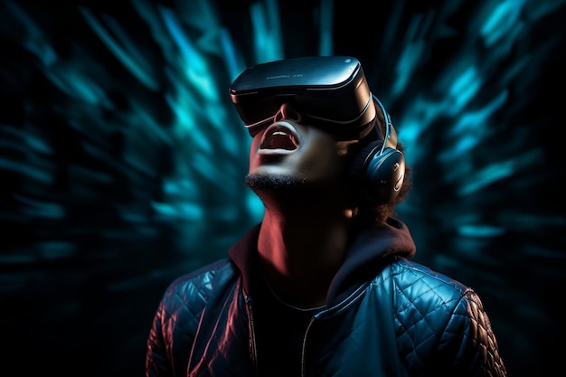 Photograph of a Young Man Exploring with VR