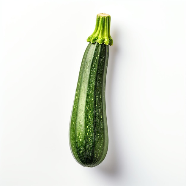 Photograph of zucchini top down view wite background