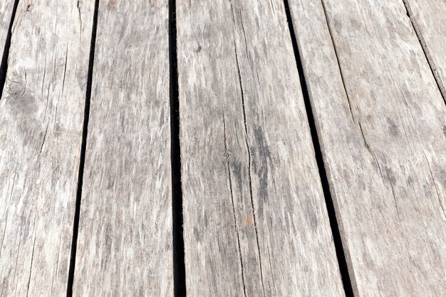 Photographed close-up old floor made of planks.