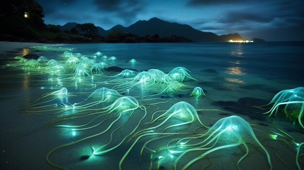 A photographer captures the breathtaking beauty of bioluminescent organisms along a remote beach