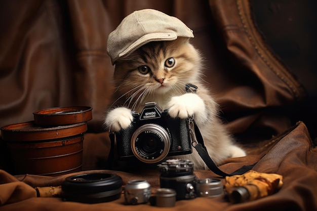 Photographer cat creative animal design