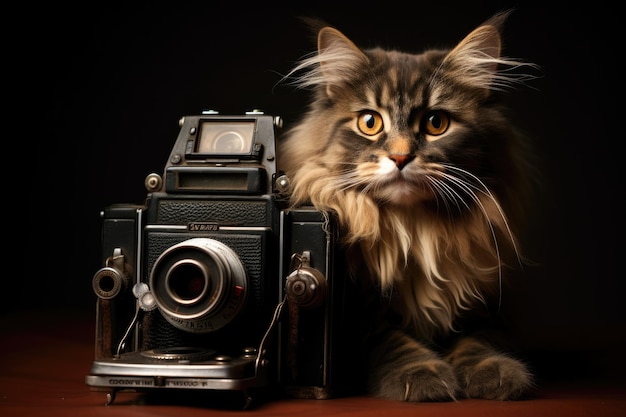 사진작가 고양이 창의적인 동물 디자인