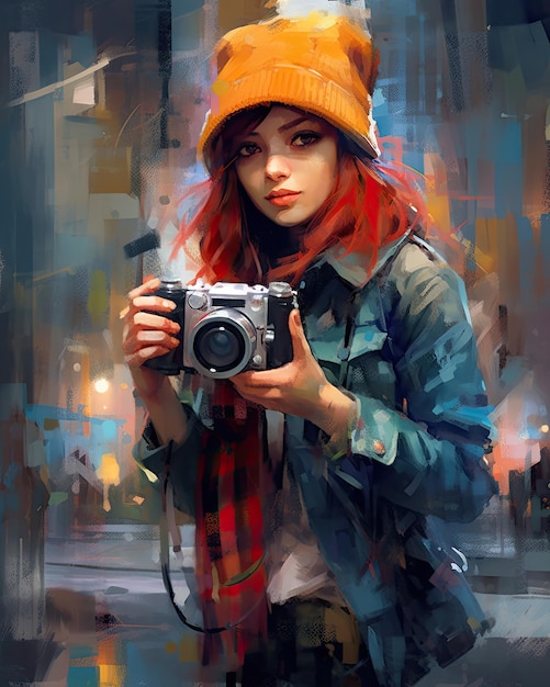 Photographer in colorful Pop art style