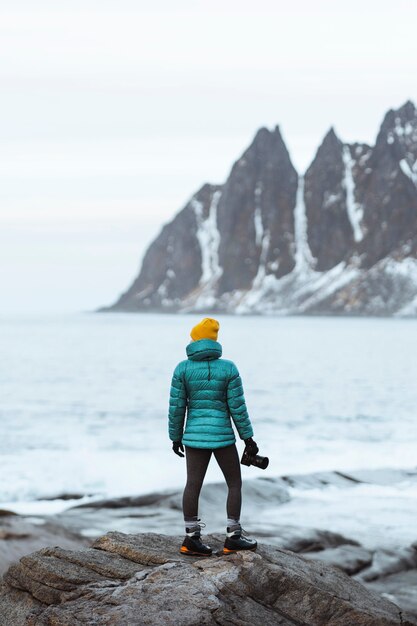 Photographer at the Devil&amp;#39;s teeth in Norway