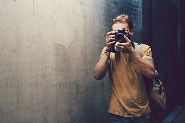 Photographer exploring a new city