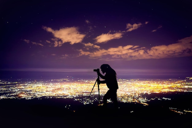 Photographer at night sky