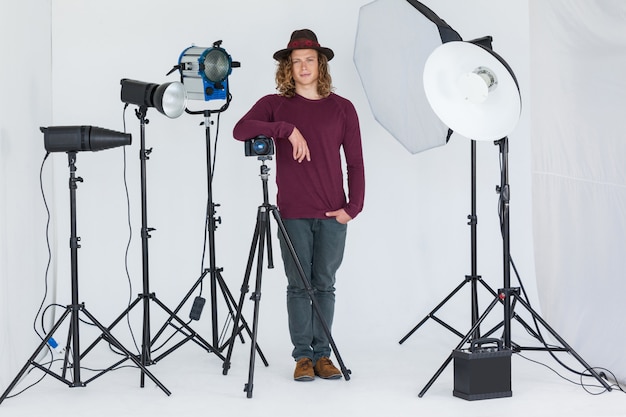 Photographer standing in the photo studio