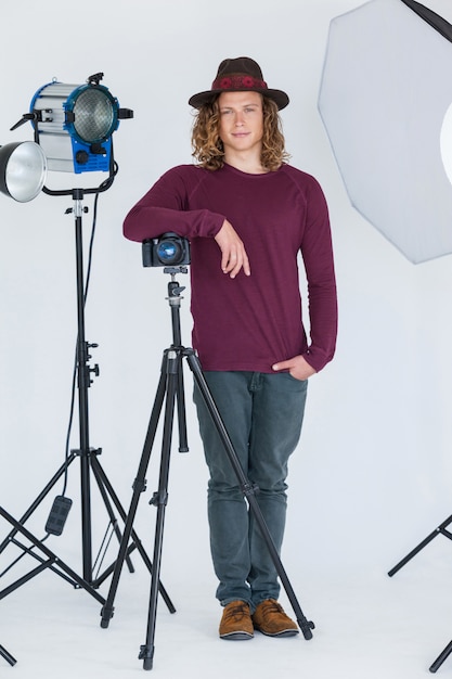 Photographer standing in the photo studio