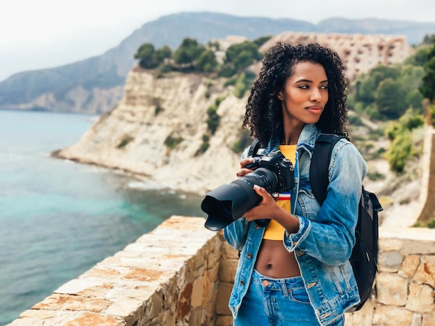 Фотограф фотографирует побережье океана