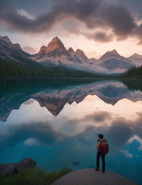 A Photographer Traveling For His Best Photo With Gorjeac Background