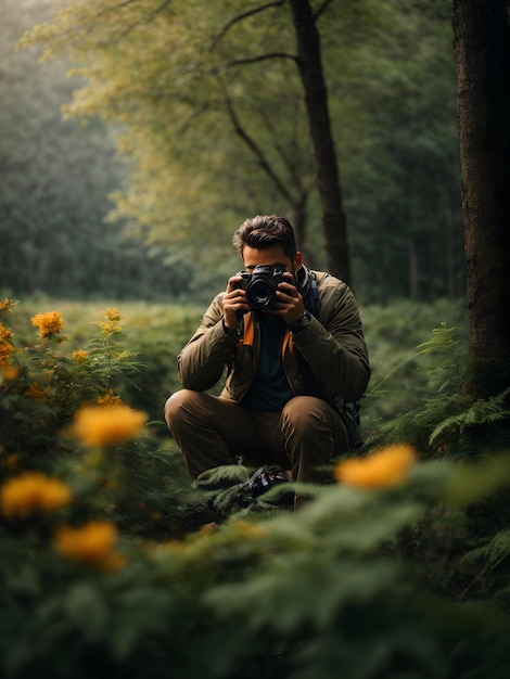 Photographer with Camera capturing the image of nature