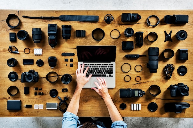 Photographer with camera equipment