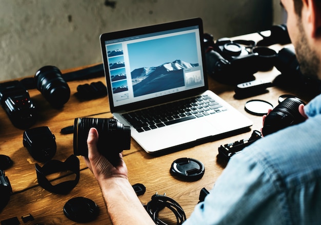 Photographer with camera equipment