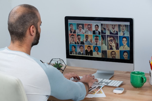 Photographers working at desk