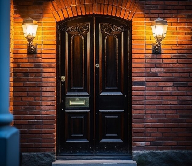 Photographic background of an elegant door with bright design