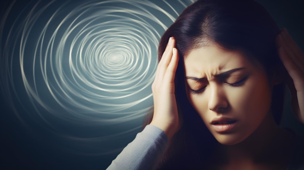 In a photographic blur a woman's ordeal with vertigo dizziness or a neurological or inner ear disorder is evident