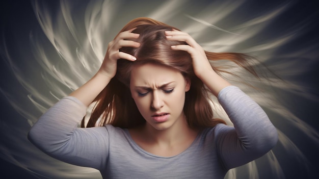 In a photographic blur a woman's ordeal with vertigo dizziness or a neurological or inner ear disorder is evident