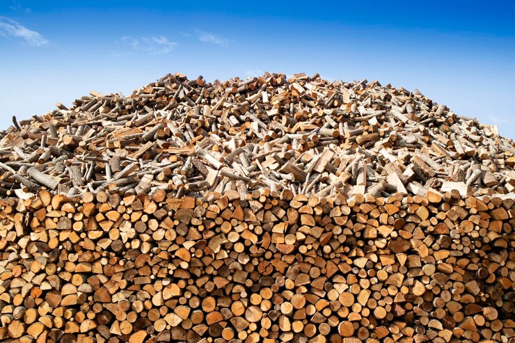 फोटो photographic documentation of a large pile of firewood in reserve for the winter