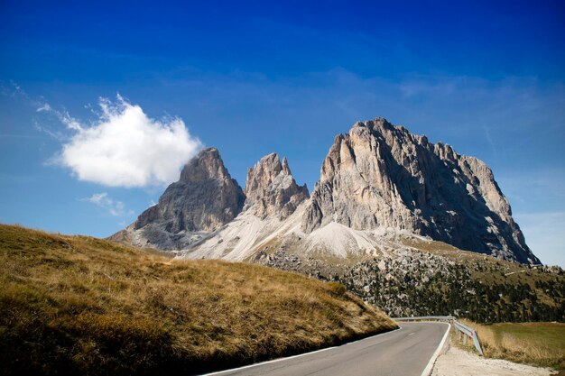 Photographic documentation of the mountain range of the Dolomites details of the Sasso Lungo