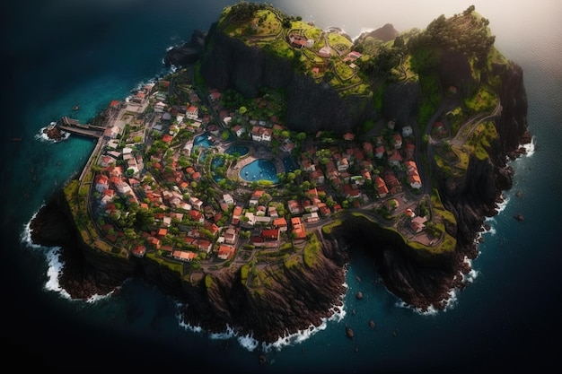 Photographic representation of Madeira Island seen from above