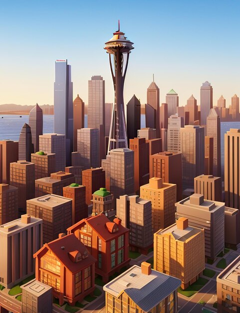 Foto vista fotografica degli edifici della città di seattle