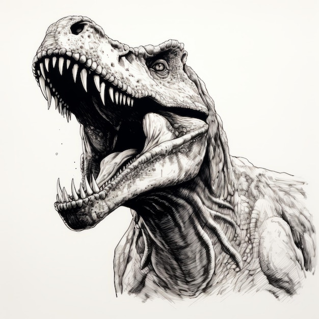 Photographically Detailed Trex Portrait Drawing By Mark Brooks