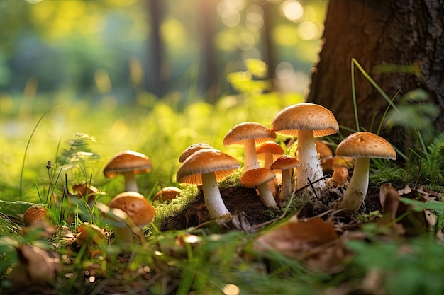 Photographing mushrooms in the forest