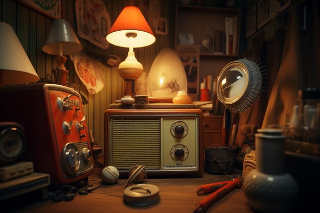 Photographs of vintage objects in a retro environm 00193 02