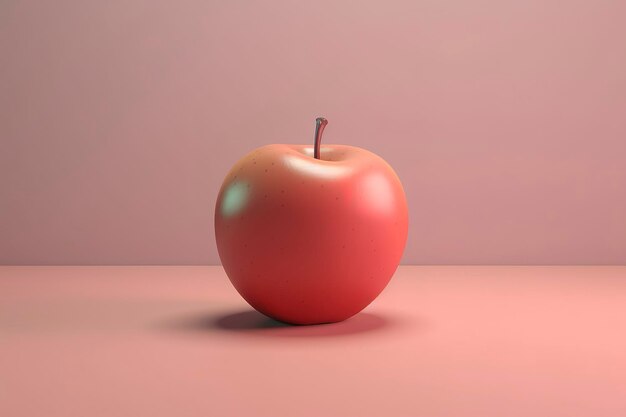 Photography of an apple facing centered composition soft solid colors generative ai